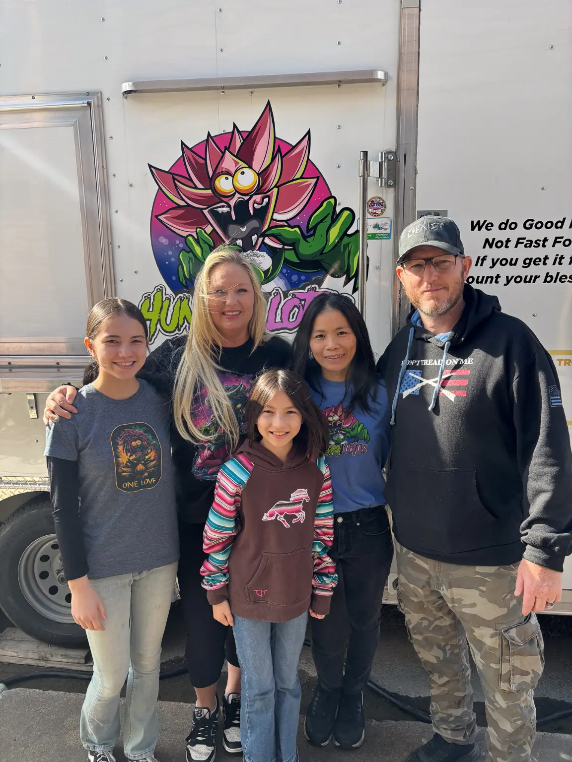 The Hungry Lotus family — Heath, Tam, Kelsey, and Nhan